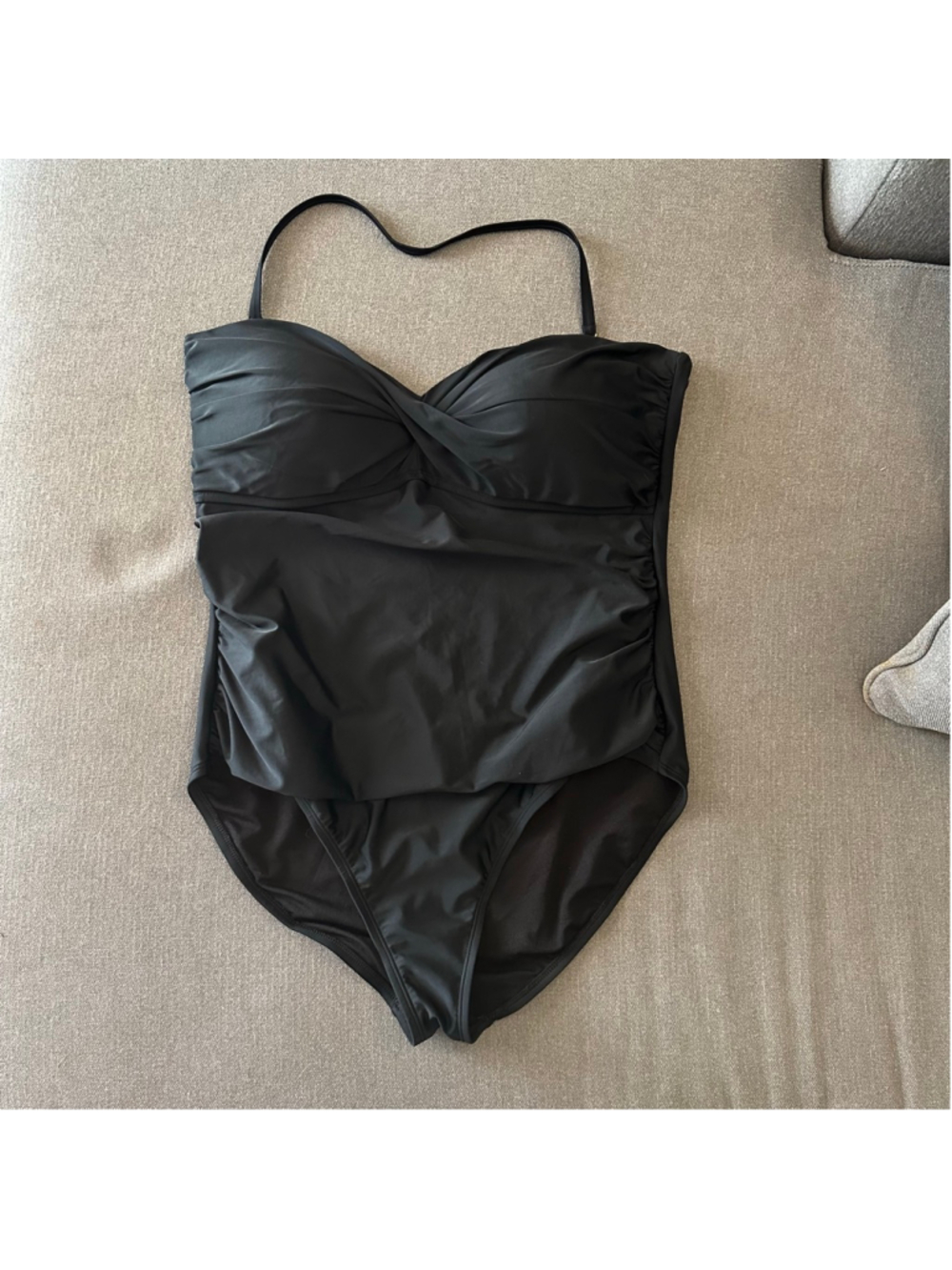 NWT Hilor Black One Piece Swimsuit Plus Size 16 ruched bodice